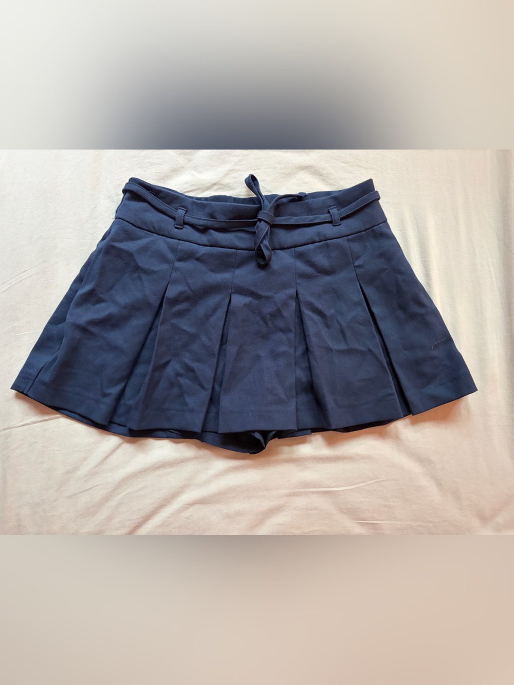 Hollister Navy Pleated Skort with Self Tie Waist